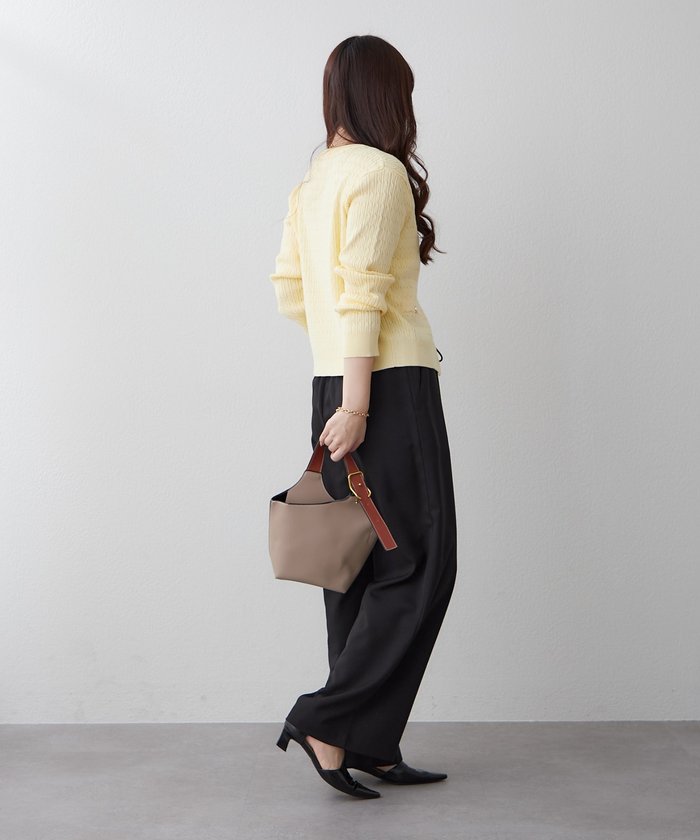 ナイスクラップ NICE CLAUP らくちんな着心地、リラックスイージーワイドパンツ （GY） GY