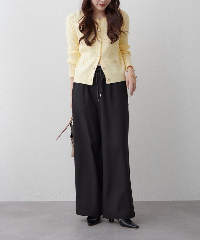 ナイスクラップ NICE CLAUP らくちんな着心地、リラックスイージーワイドパンツ （GY） GY