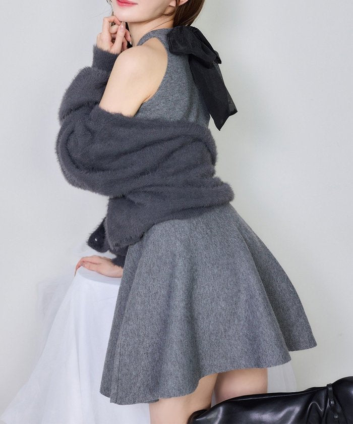 ナイスクラップ NICE CLAUP 【one after another】2way後ろリボンニットミニワンピ （IVY） IVY