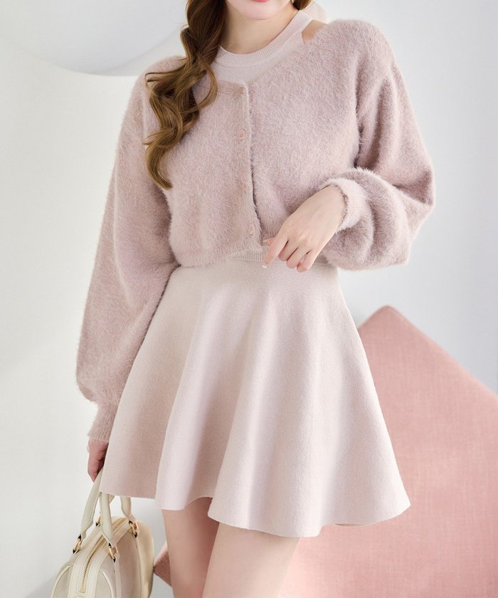 ナイスクラップ NICE CLAUP 【one after another】2way後ろリボンニットミニワンピ （IVY） IVY