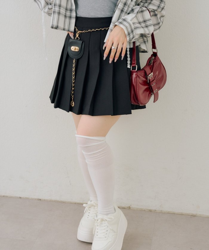 ナイスクラップ NICE CLAUP 【continuer】チャーム付プリーツミニスカート （BK） BK