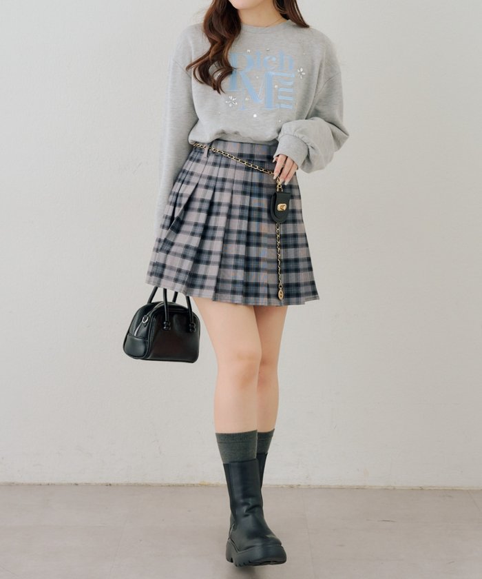 ナイスクラップ NICE CLAUP 【continuer】チャーム付プリーツミニスカート （BK） BK