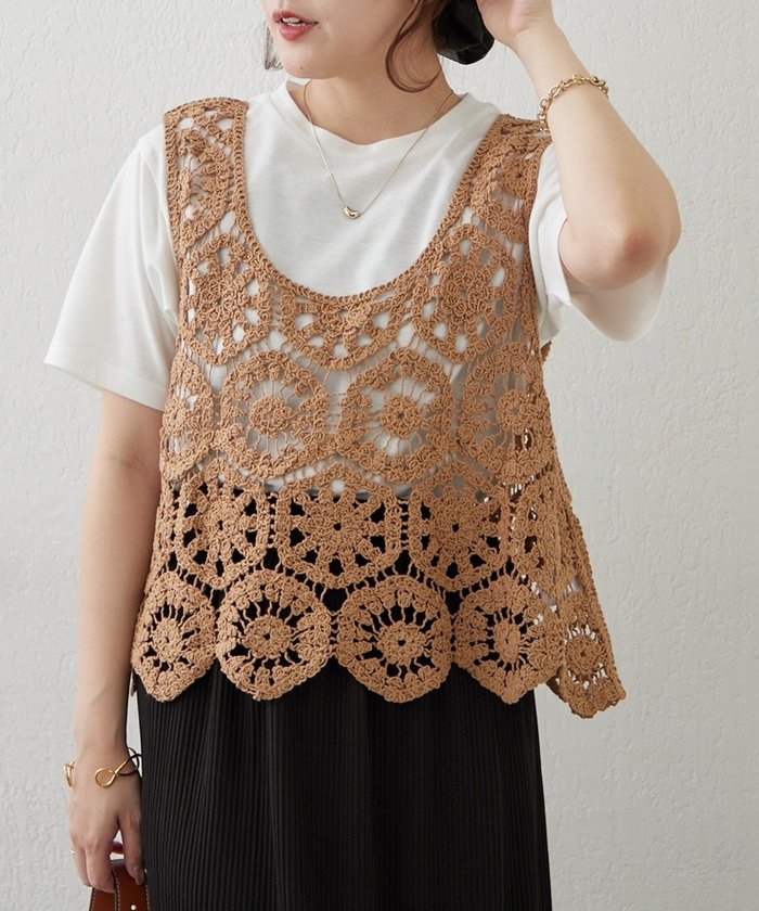 ナイスクラップ NICE CLAUP 【SET】かぎ針ベスト&Tシャツ （MOC） MOC