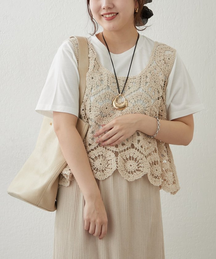 ナイスクラップ NICE CLAUP 【SET】かぎ針ベスト&Tシャツ （MOC） MOC