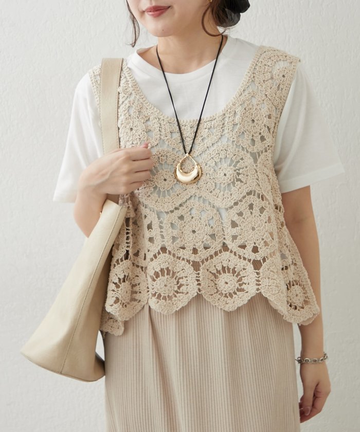 ナイスクラップ NICE CLAUP 【SET】かぎ針ベスト&Tシャツ （MOC） MOC