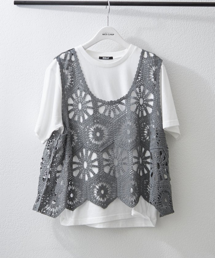 ナイスクラップ NICE CLAUP 【SET】かぎ針ベスト&Tシャツ （MOC） MOC