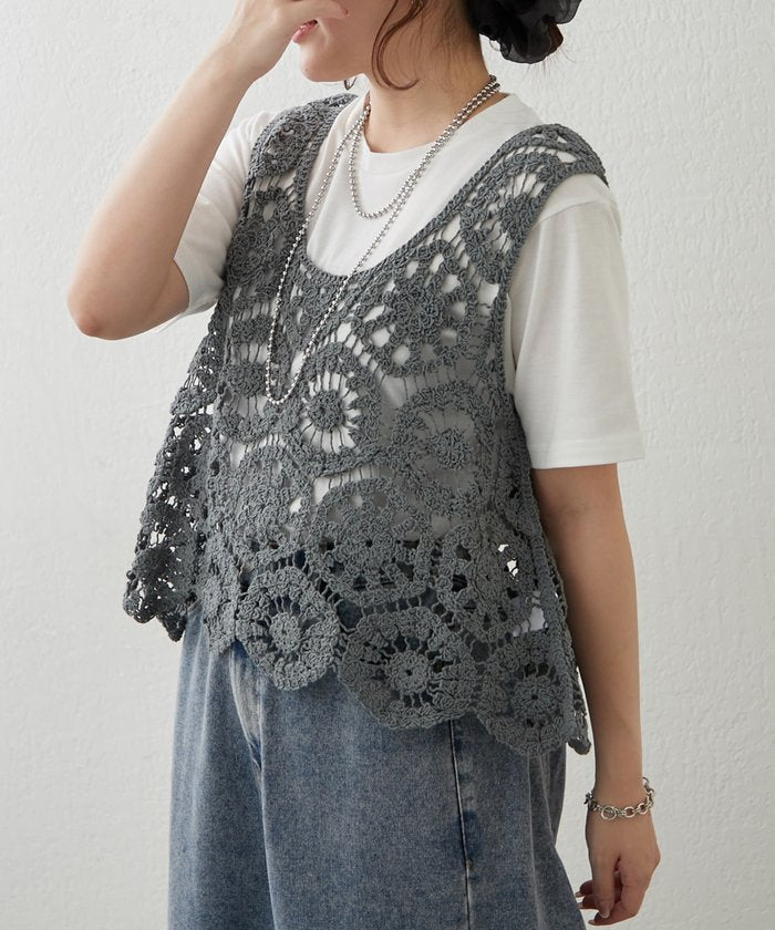 ナイスクラップ NICE CLAUP 【SET】かぎ針ベスト&Tシャツ （MOC） MOC