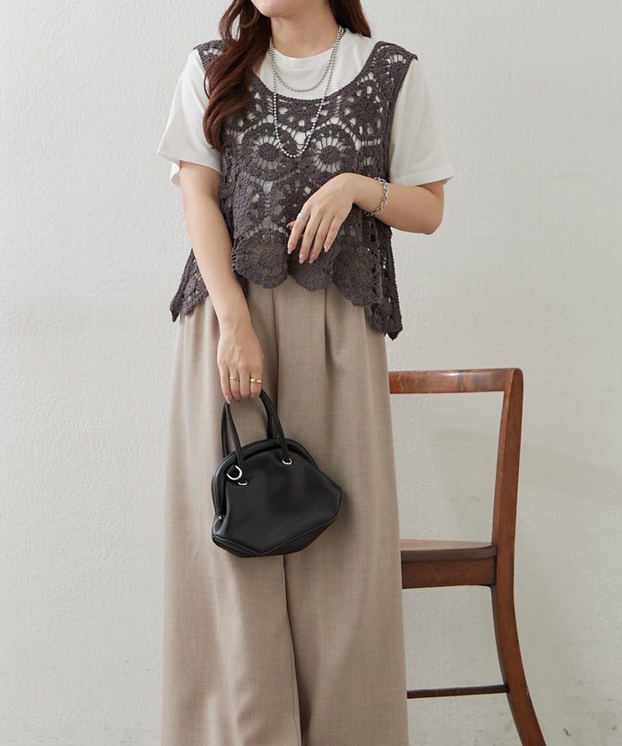 ナイスクラップ NICE CLAUP 【SET】かぎ針ベスト&Tシャツ （MOC） MOC