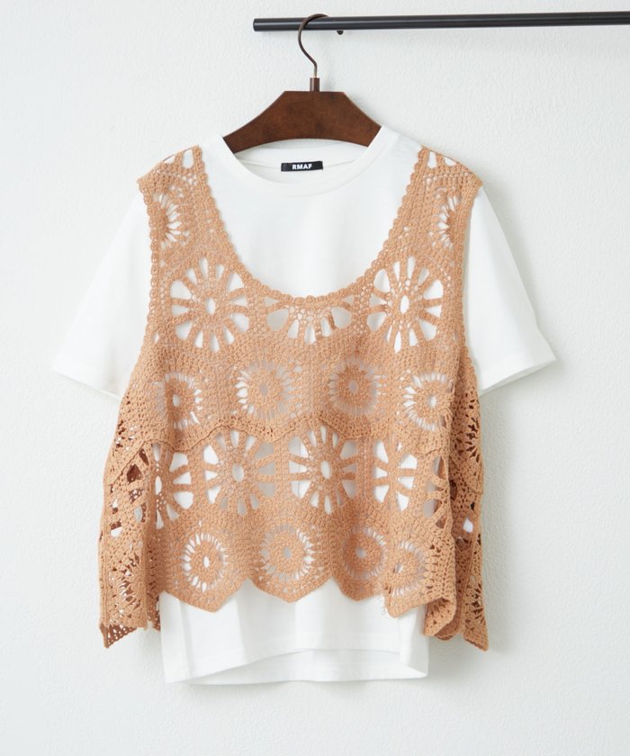 ナイスクラップ NICE CLAUP 【SET】かぎ針ベスト&Tシャツ （MOC） MOC