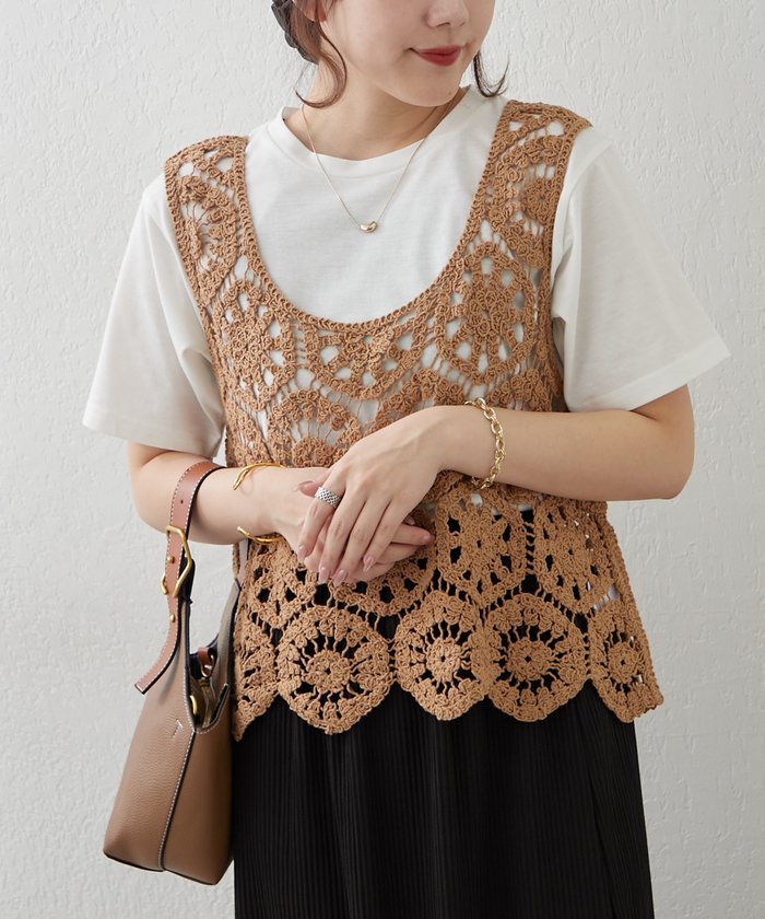 ナイスクラップ NICE CLAUP 【SET】かぎ針ベスト&Tシャツ （MOC） MOC