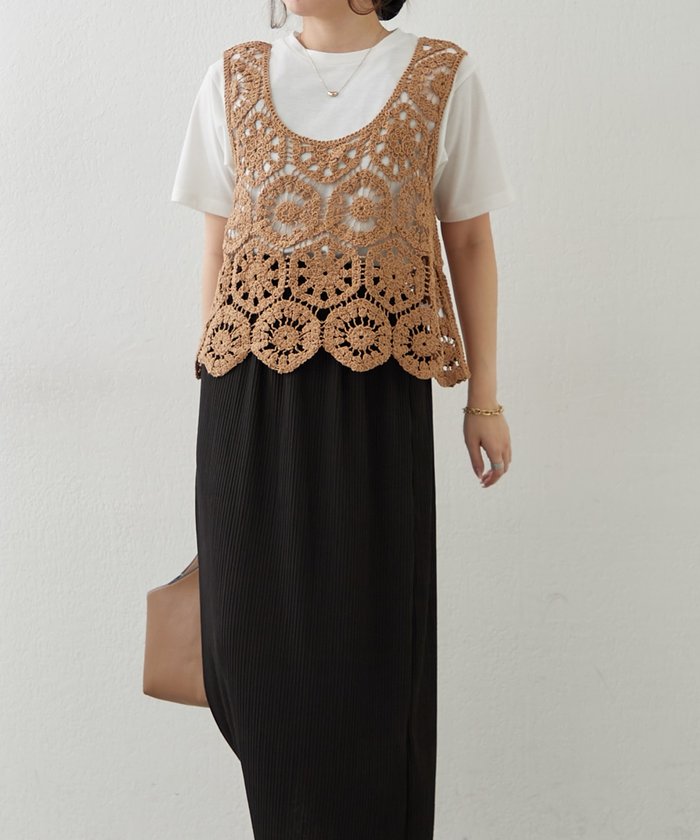 ナイスクラップ NICE CLAUP 【SET】かぎ針ベスト&Tシャツ （MOC） MOC