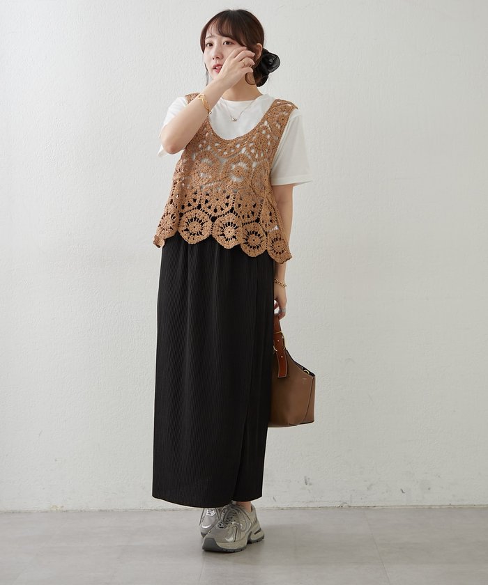 ナイスクラップ NICE CLAUP 【SET】かぎ針ベスト&Tシャツ （MOC） MOC