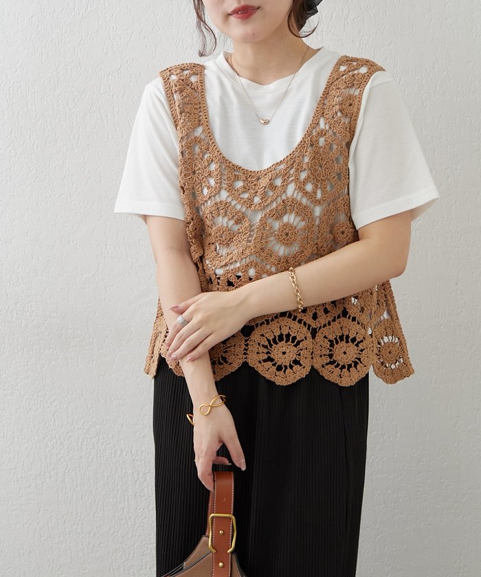 ナイスクラップ NICE CLAUP 【SET】かぎ針ベスト&Tシャツ （MOC） MOC