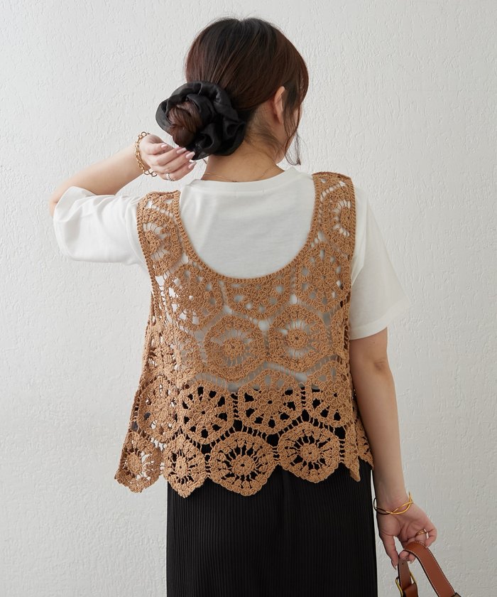 ナイスクラップ NICE CLAUP 【SET】かぎ針ベスト&Tシャツ （MOC） MOC
