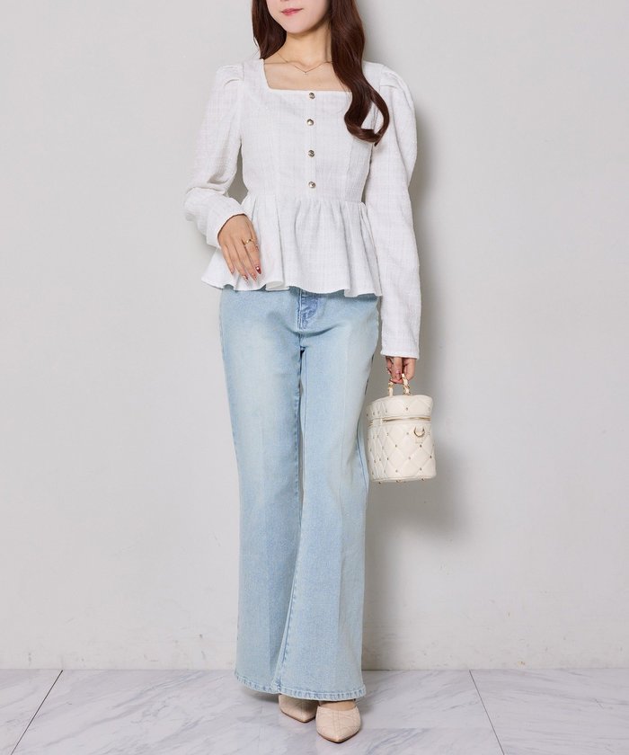 ナイスクラップ NICE CLAUP 【 one after another 】バッグレースペプラムトップス （IVY） IVY