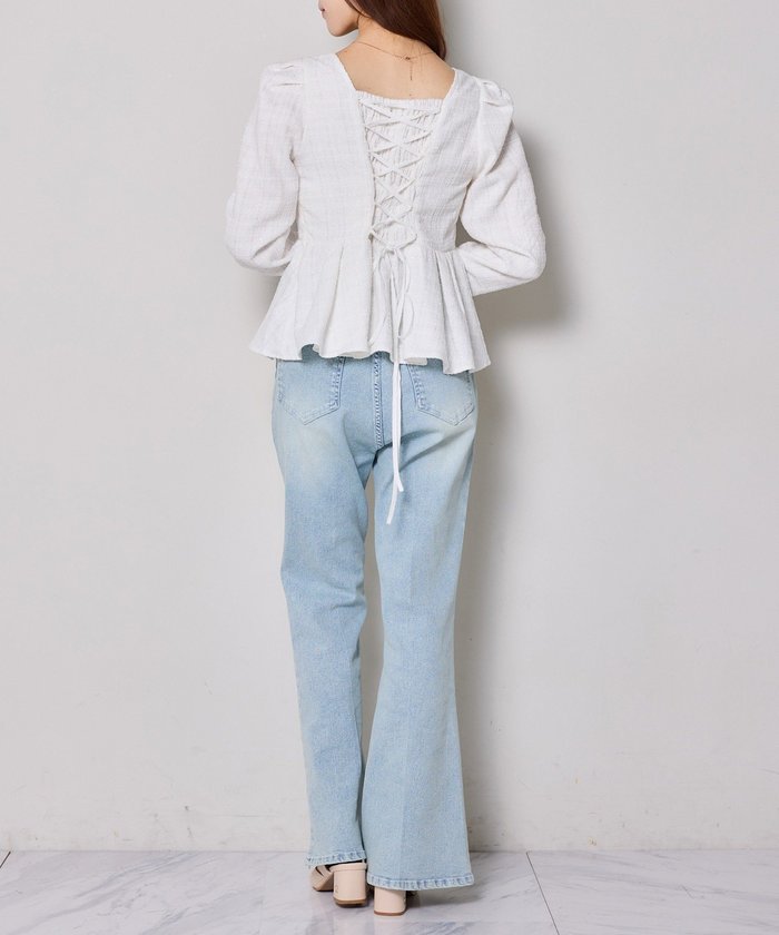 ナイスクラップ NICE CLAUP 【 one after another 】バッグレースペプラムトップス （IVY） IVY