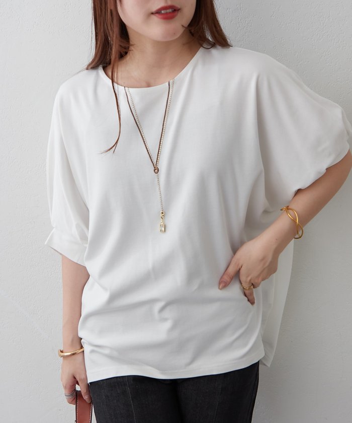 ナイスクラップ NICE CLAUP 《着るだけで完成》アクセサリー付ドルマンTシャツ （OFF） OFF