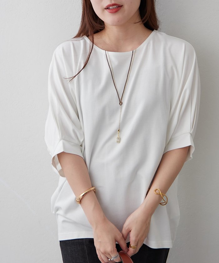 ナイスクラップ NICE CLAUP 《着るだけで完成》アクセサリー付ドルマンTシャツ （OFF） OFF