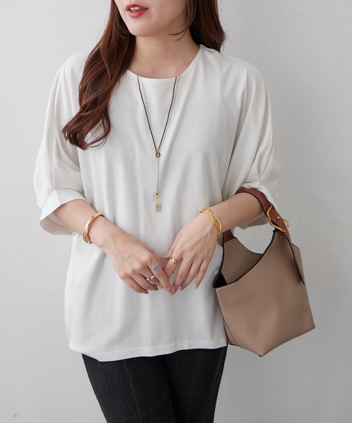 ナイスクラップ NICE CLAUP 《着るだけで完成》アクセサリー付ドルマンTシャツ （OFF） OFF