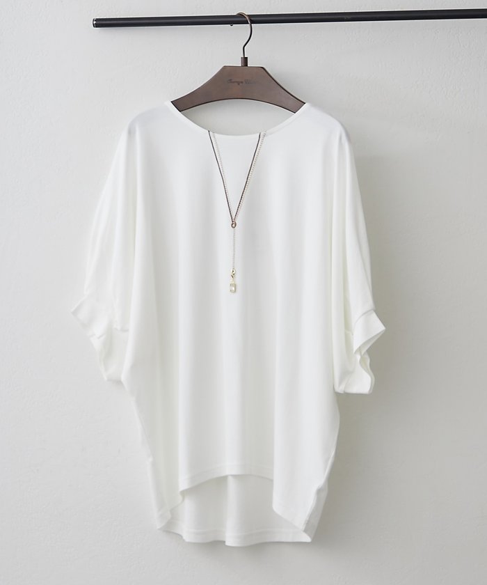 ナイスクラップ NICE CLAUP 《着るだけで完成》アクセサリー付ドルマンTシャツ （OFF） OFF