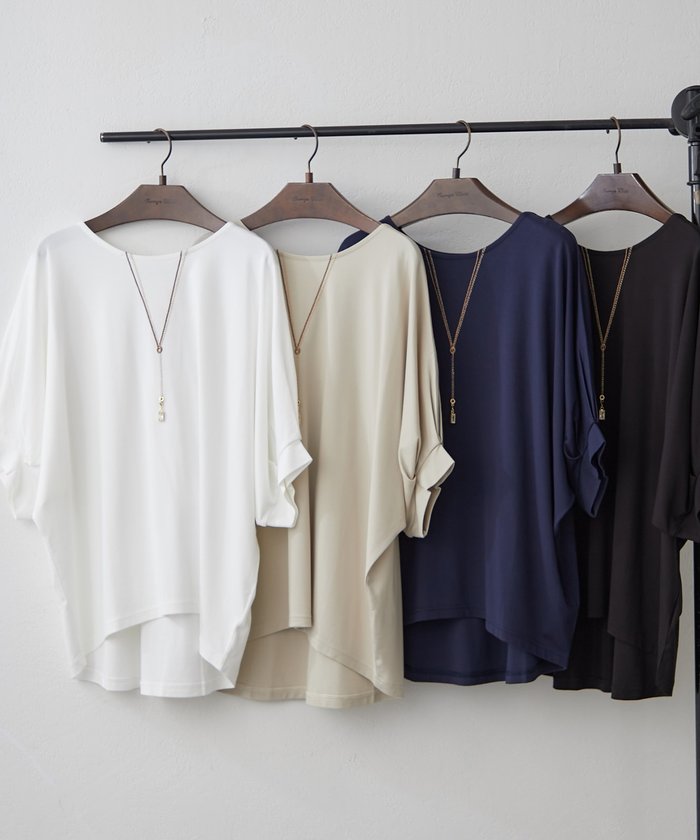 ナイスクラップ NICE CLAUP 《着るだけで完成》アクセサリー付ドルマンTシャツ （OFF） OFF