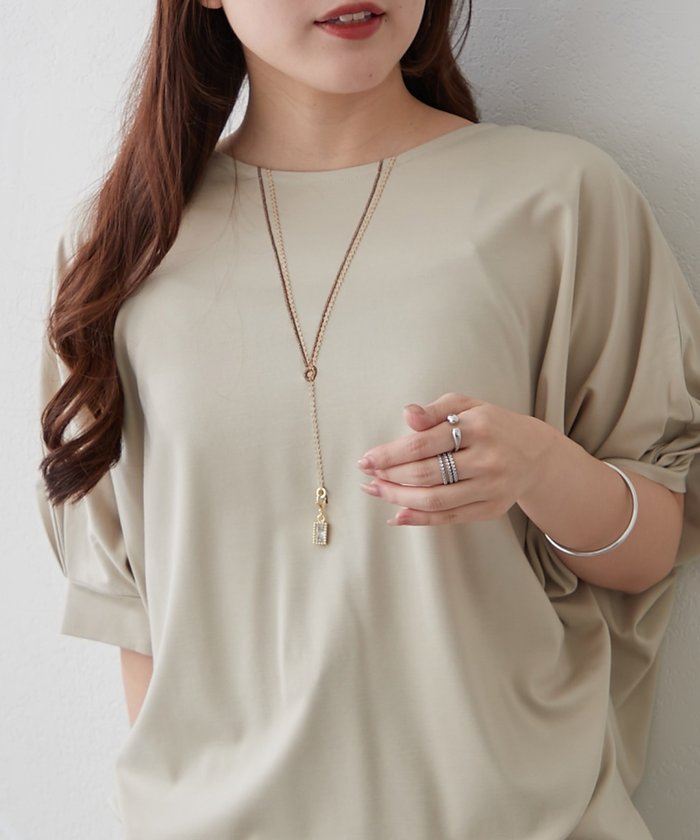 ナイスクラップ NICE CLAUP 《着るだけで完成》アクセサリー付ドルマンTシャツ （OFF） OFF