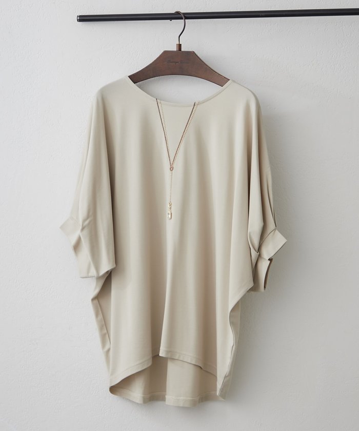 ナイスクラップ NICE CLAUP 《着るだけで完成》アクセサリー付ドルマンTシャツ （OFF） OFF