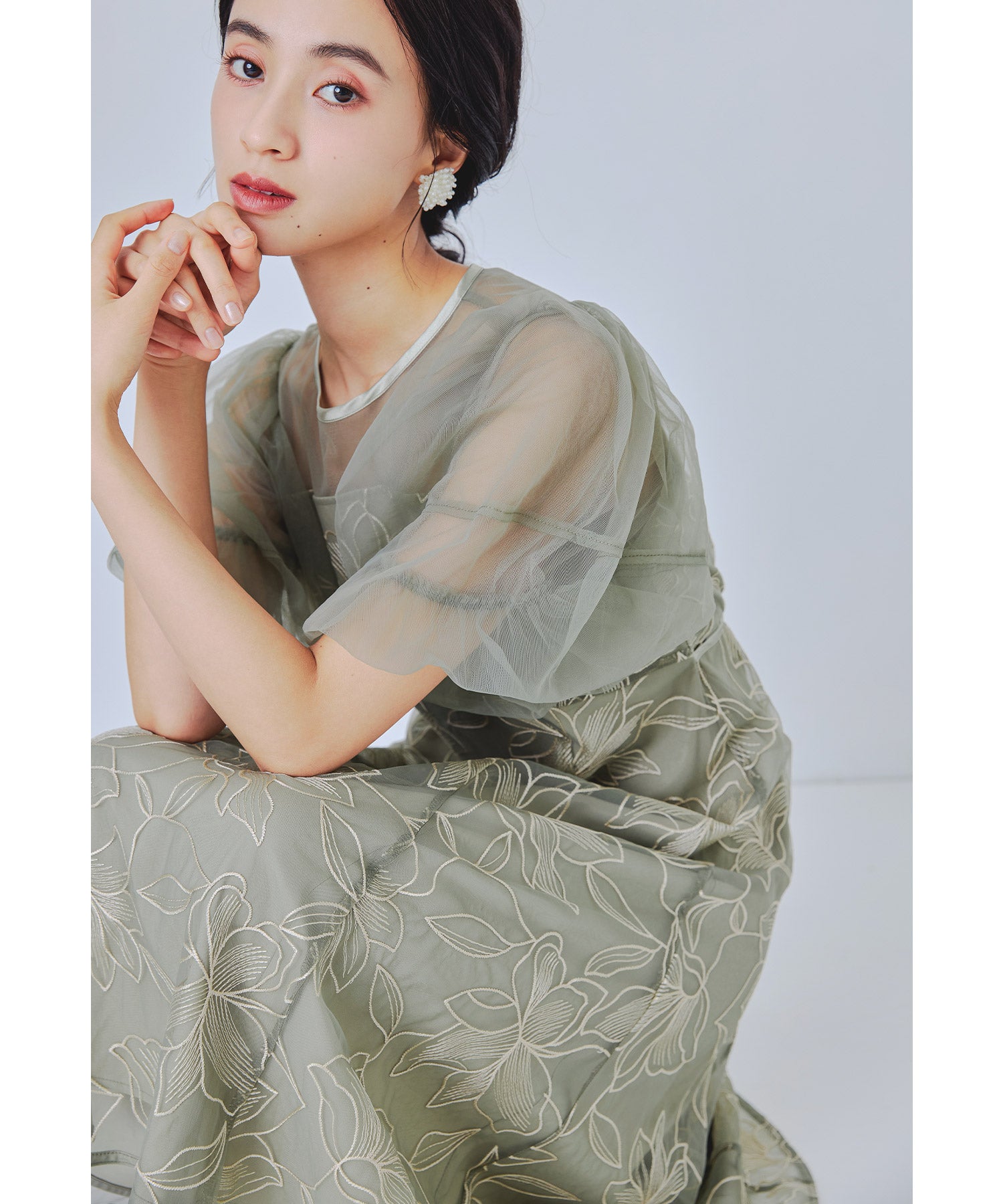 ニアナ niana リリーパターンレースドレス 結婚式 成人式 二次会 同窓会 パーティードレス オケージョンドレス お呼ばれワンピース （グリーン） グリーン