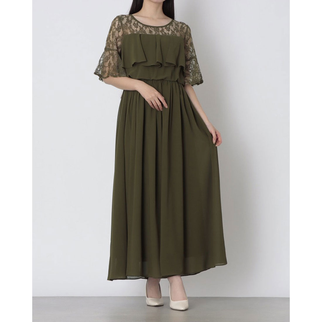 ナイトワン NIGHT 1 シフォンロングドレス ドレス （オリーブグリーン） オリーブグリーン