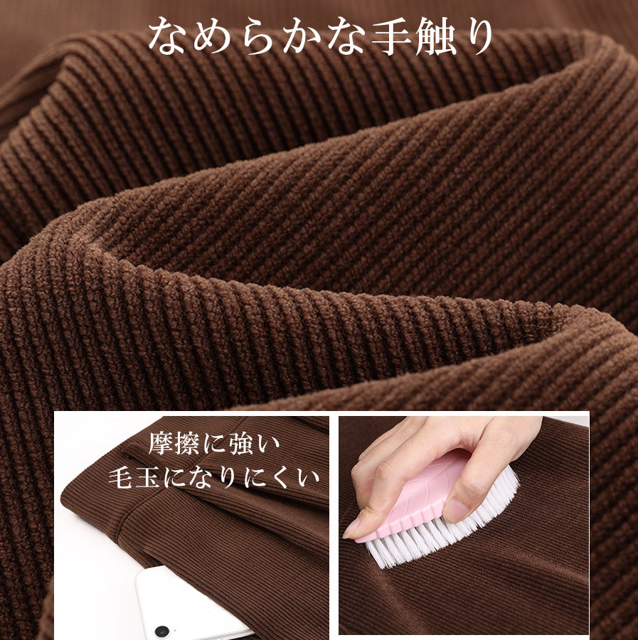 ニジブラ nijibra 楽して美脚 コーデュロイワイドパンツ ツータック スラックス タックパンツ ウエストゴム ハイウエスト 韓国ファッション 低身長 オフィススタイル 大きいサイズ 体型カバー