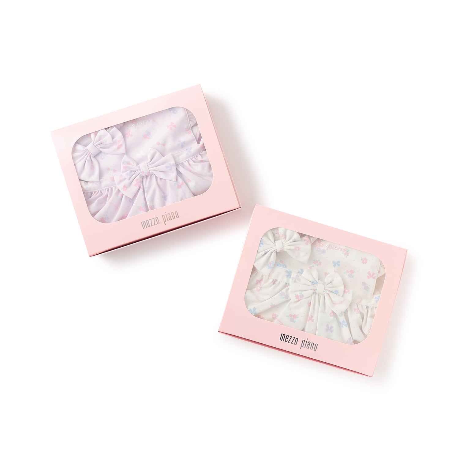 メゾピアノ mezzo piano 【BOX付】フラワーリボン柄エプロン＆ヘアバンドセット 【返品不可商品】 （ライト ピンク） ライト ピンク