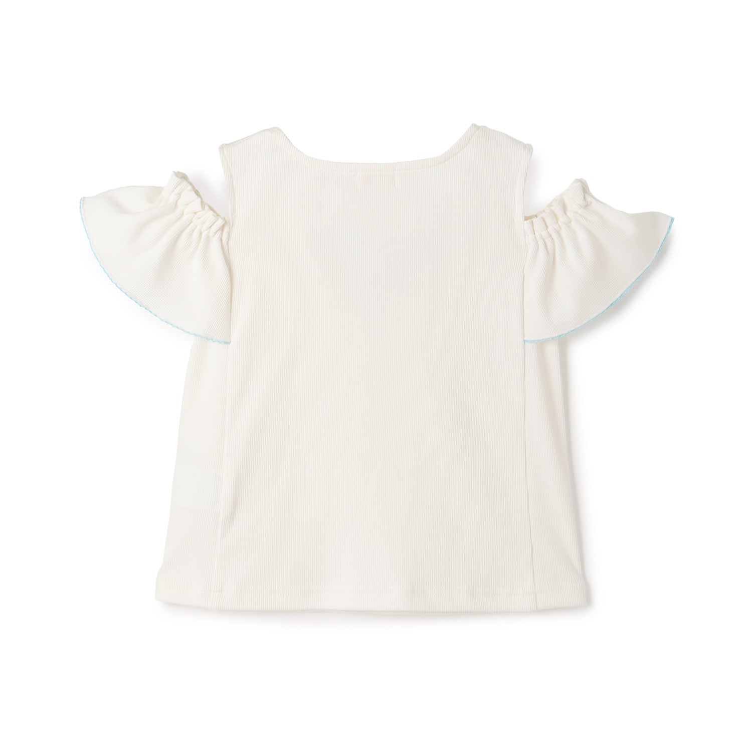 メゾピアノ mezzo piano ネックレス刺しゅう 肩開き2way 半袖Tシャツ （ミント） ミント