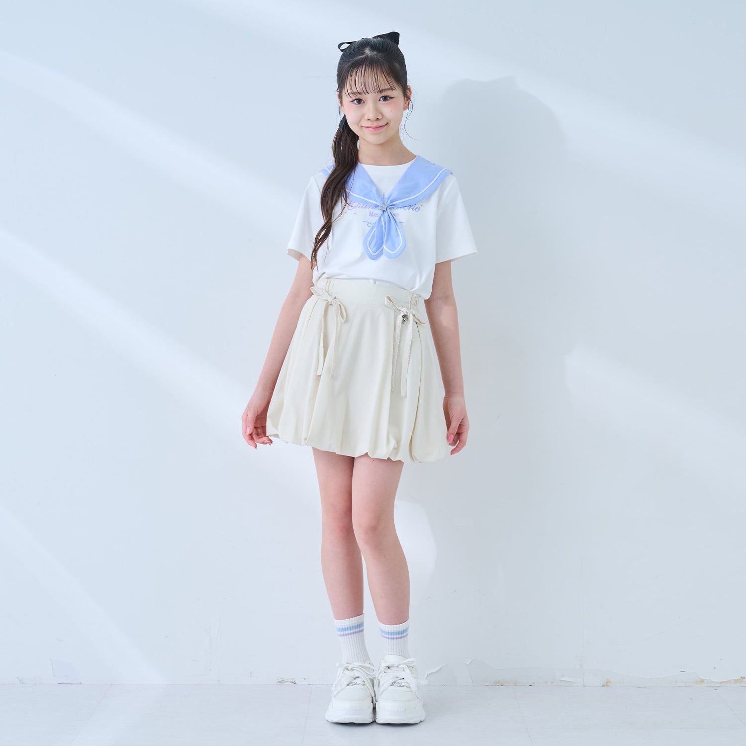 メゾピアノジュニア mezzo piano junior 【接触冷感】3WAYセーラーTシャツ （オフ ホワイト） オフ ホワイト