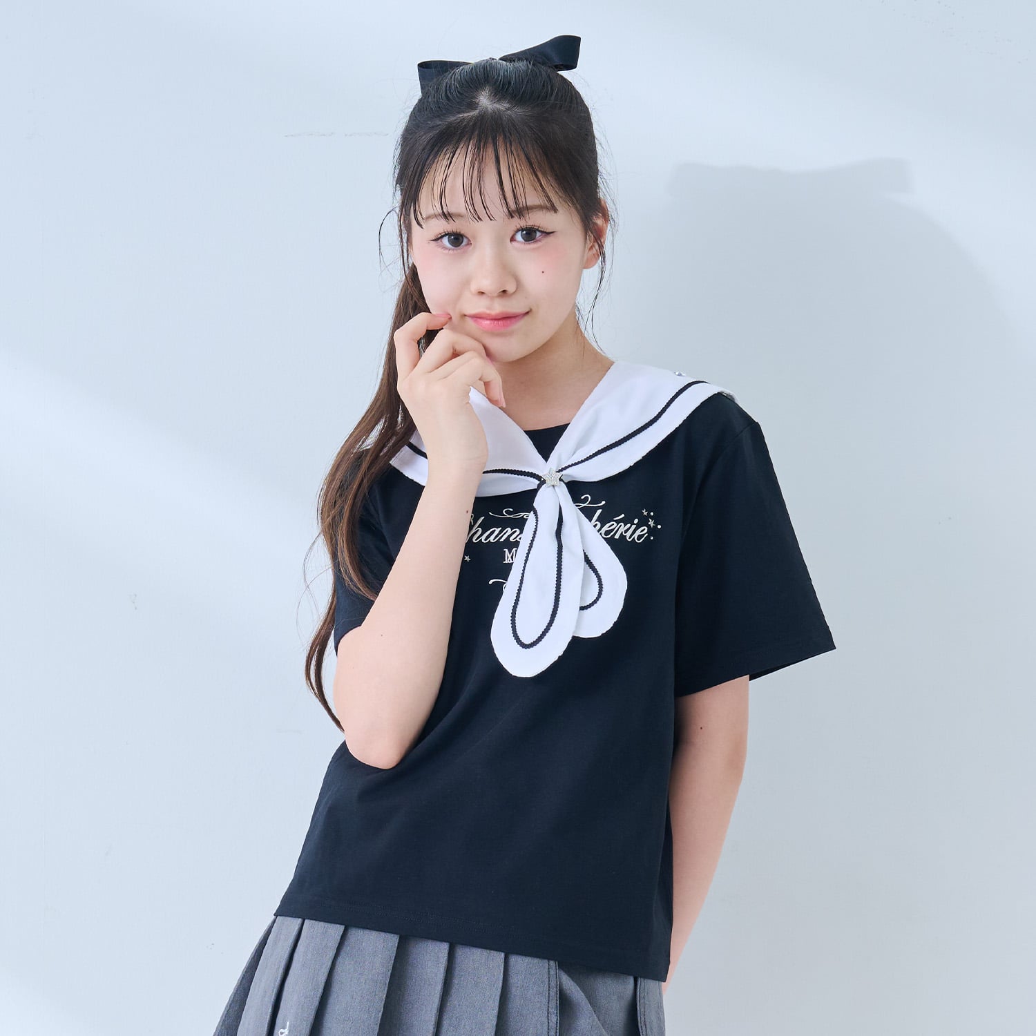 メゾピアノジュニア mezzo piano junior 【接触冷感】3WAYセーラーTシャツ （黒） 黒