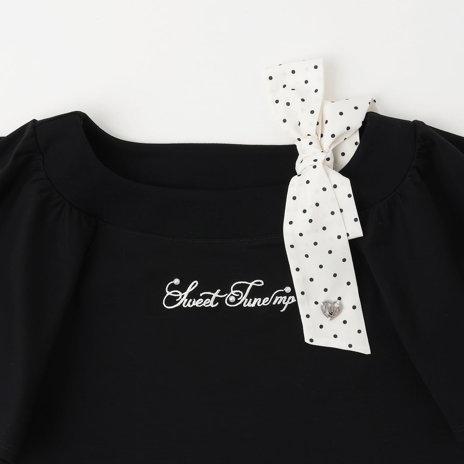メゾピアノジュニア mezzo piano junior 【接触冷感】フレアスリーブリボンTシャツ （黒） 黒