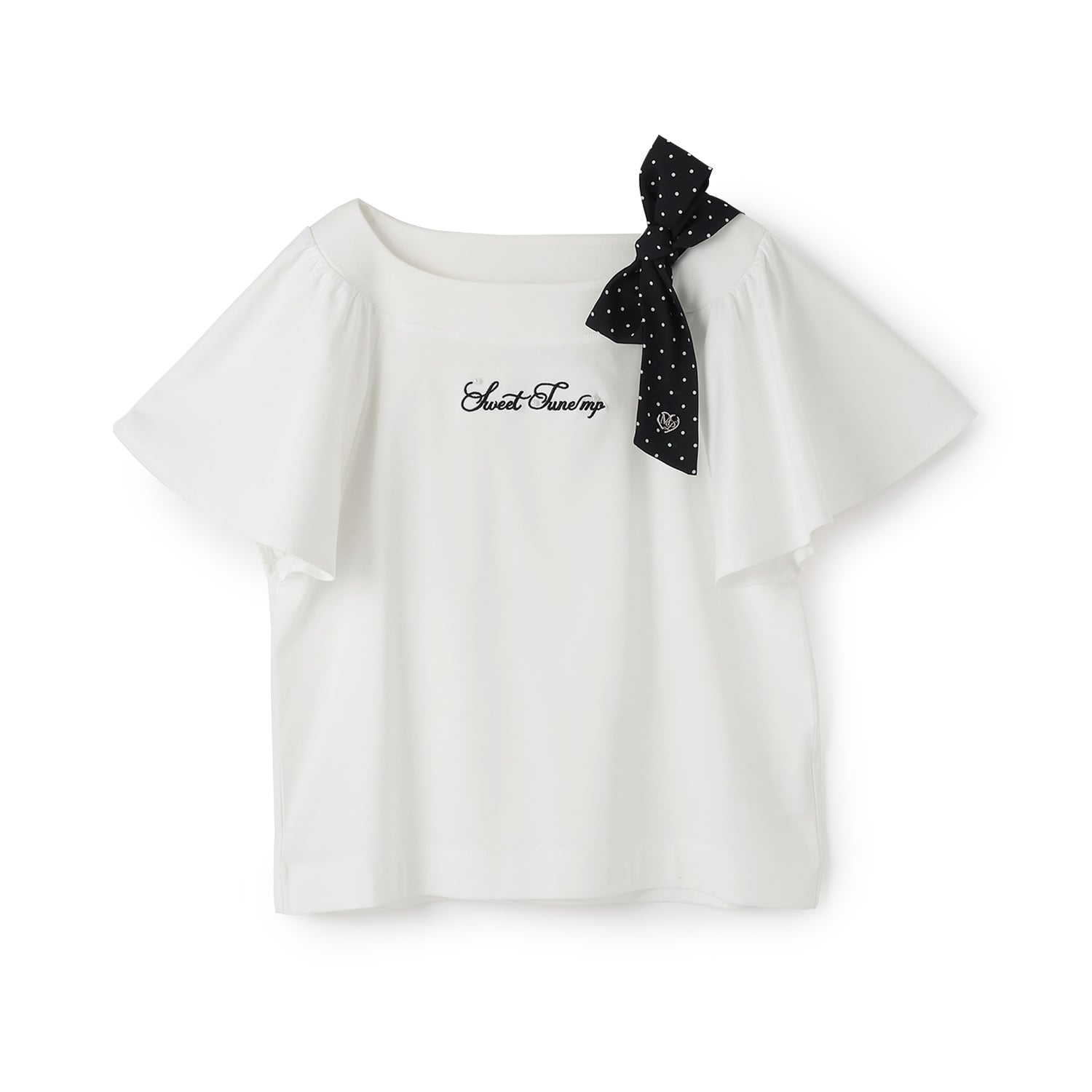 メゾピアノジュニア mezzo piano junior 【接触冷感】フレアスリーブリボンTシャツ （黒） 黒