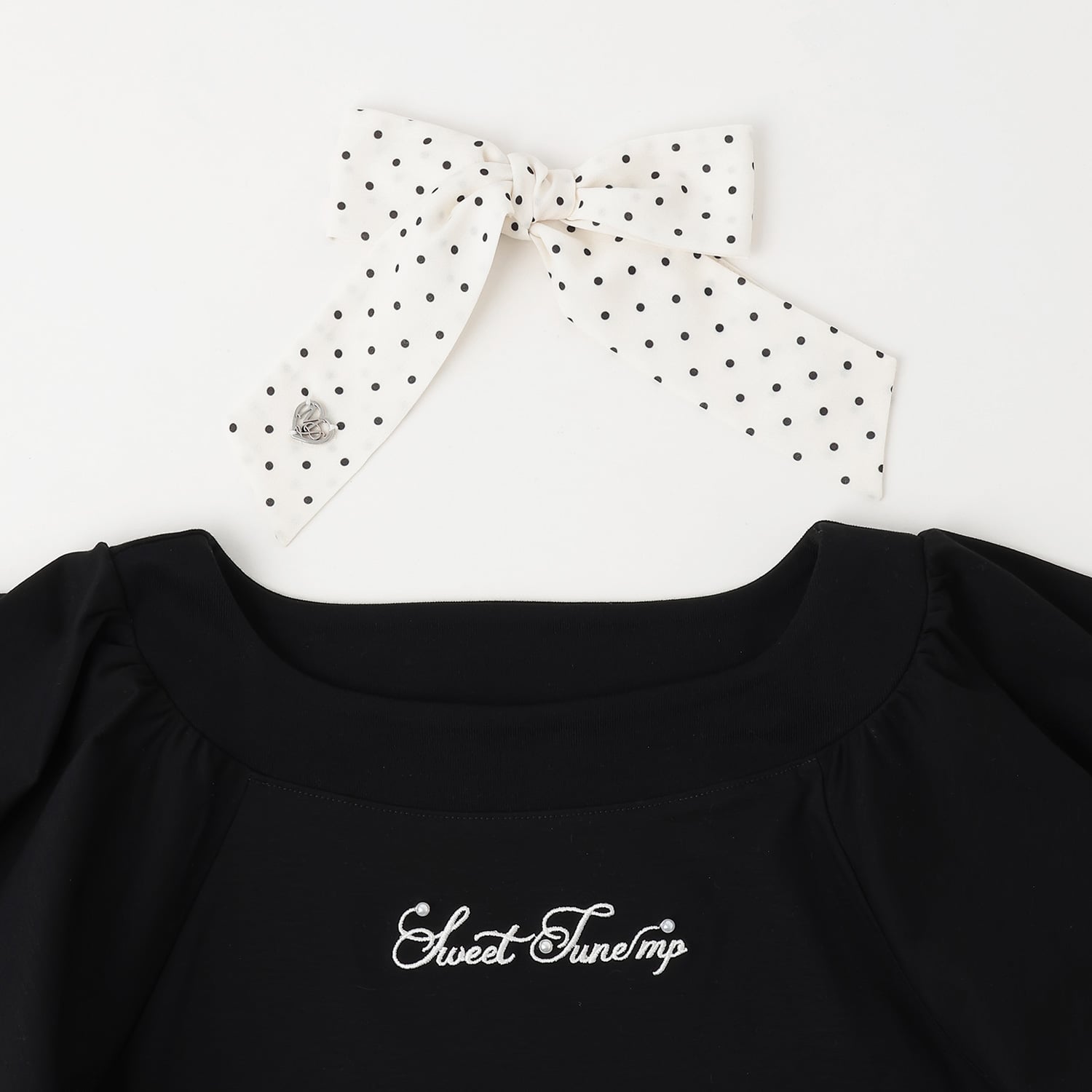 メゾピアノジュニア mezzo piano junior 【接触冷感】フレアスリーブリボンTシャツ （黒） 黒