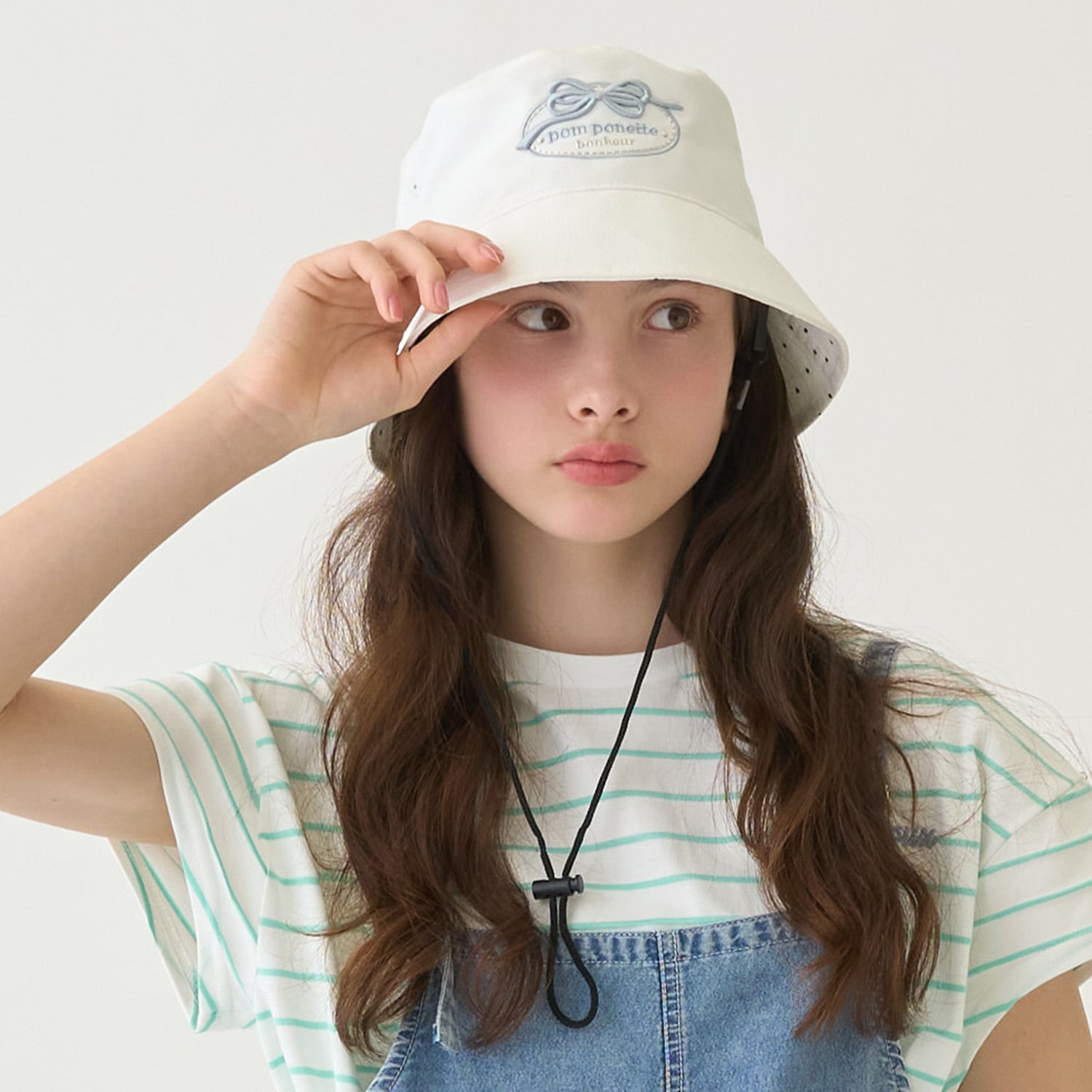 ポンポネットジュニア pom ponette junior 【撥水】【UVカット】バケットハット （白） 白