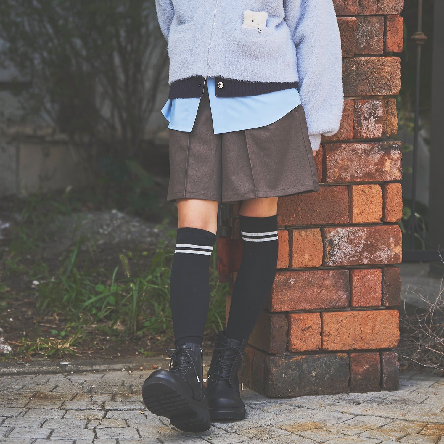 ポンポネットジュニア pom ponette junior 【130cmあり】レースポケットショートパンツ （茶） 茶