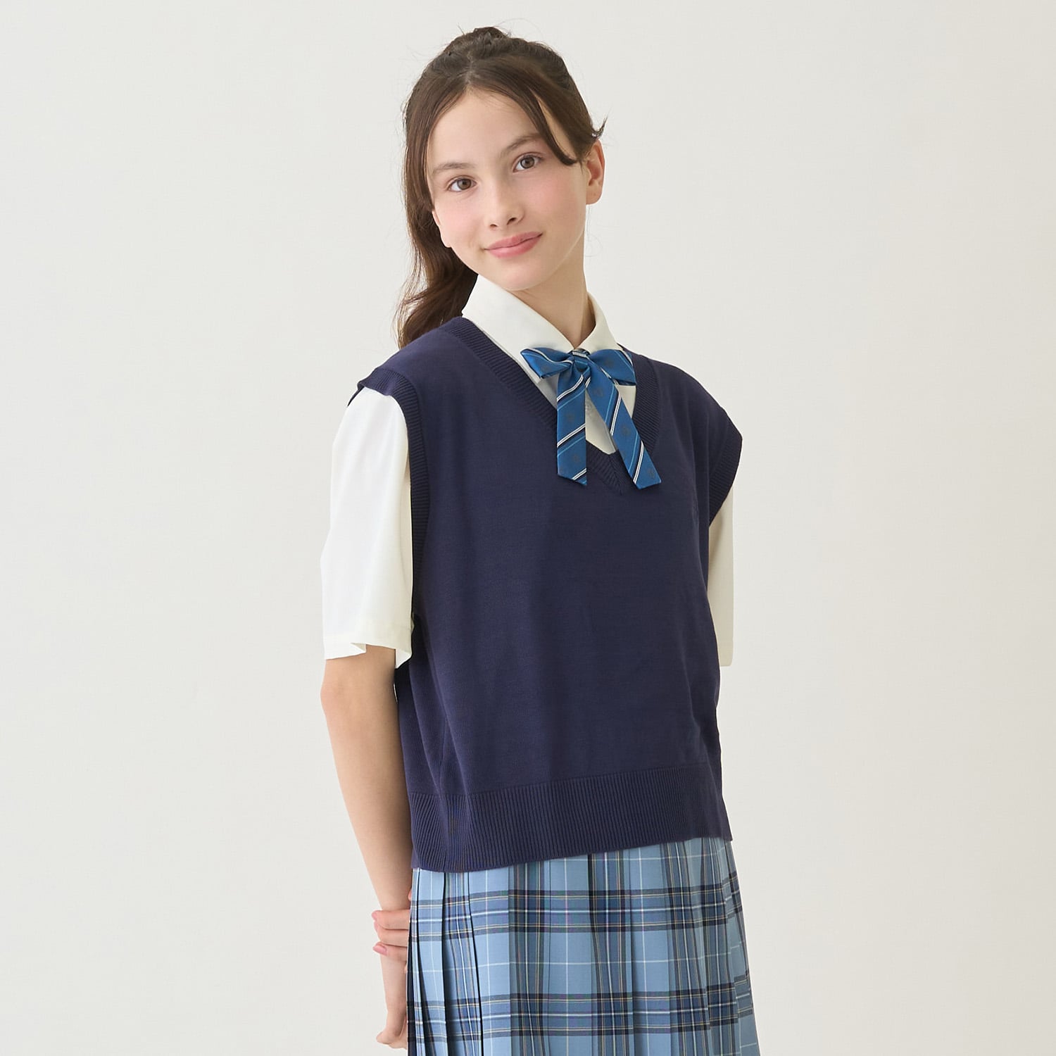 ポンポネットジュニア pom ponette junior 【UVカット】角衿半袖カットソーシャツ （白） 白