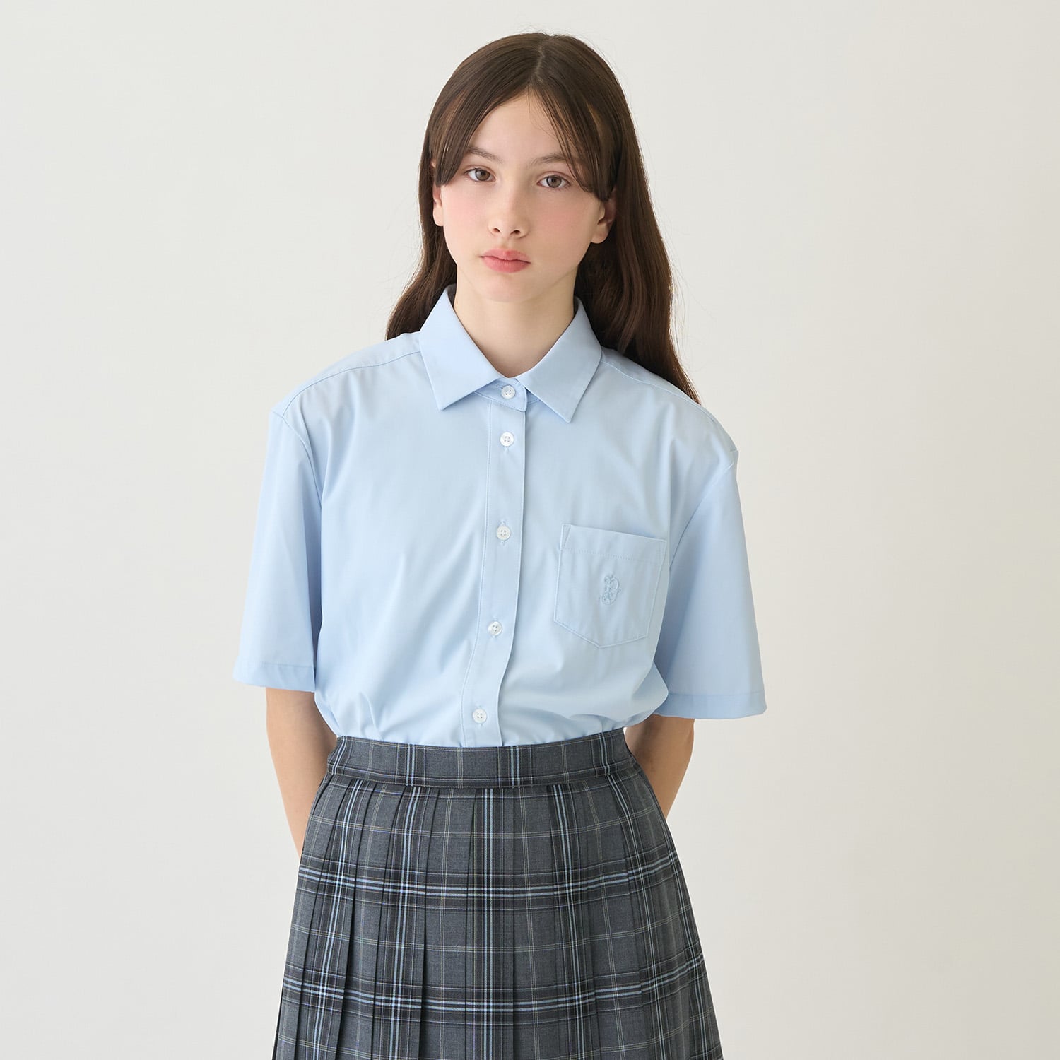 ポンポネットジュニア pom ponette junior 【UVカット】角衿半袖カットソーシャツ （白） 白