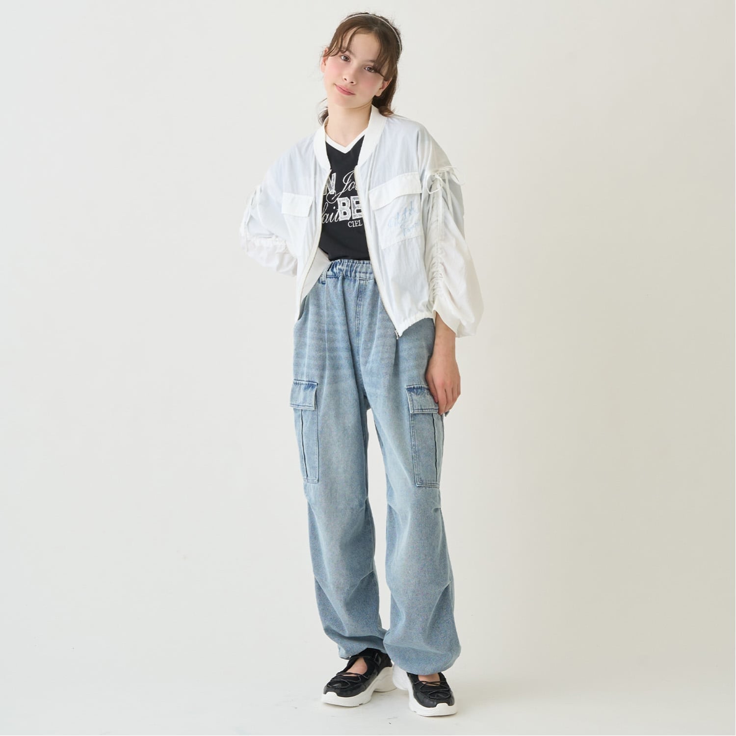 ポンポネットジュニア pom ponette junior 【UVカット】シアージップブルゾン （黒） 黒