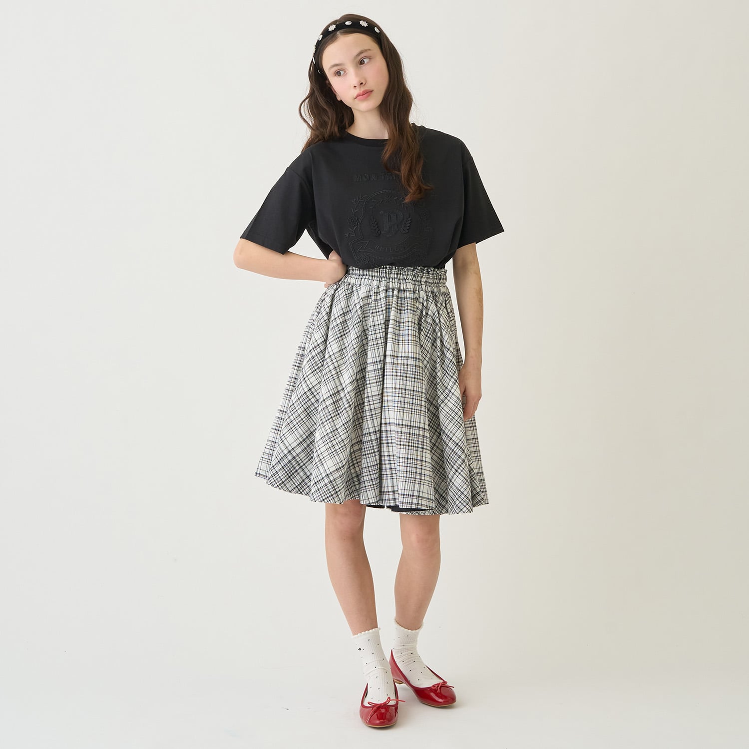 ポンポネットジュニア pom ponette junior 【接触冷感】レースモチーフ刺しゅうTシャツ （オフ ホワイト） オフ ホワイト