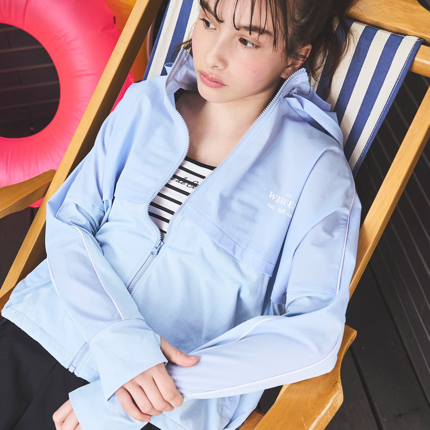 ポンポネットジュニア pom ponette junior 【SWIM】【UVカット】ラッシュガード （ブルー グレー） ブルー グレー