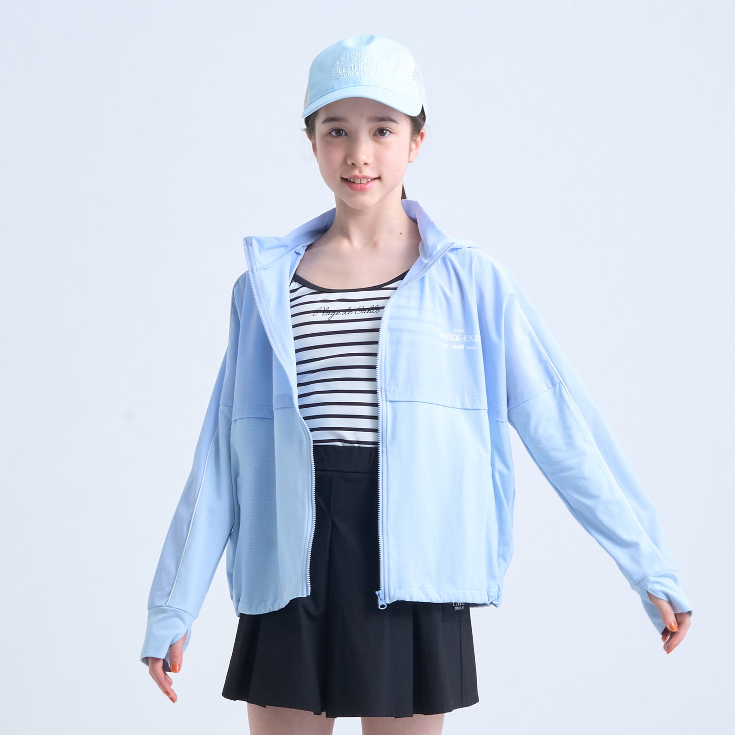 ポンポネットジュニア pom ponette junior 【SWIM】【UVカット】ラッシュガード （ブルー グレー） ブルー グレー