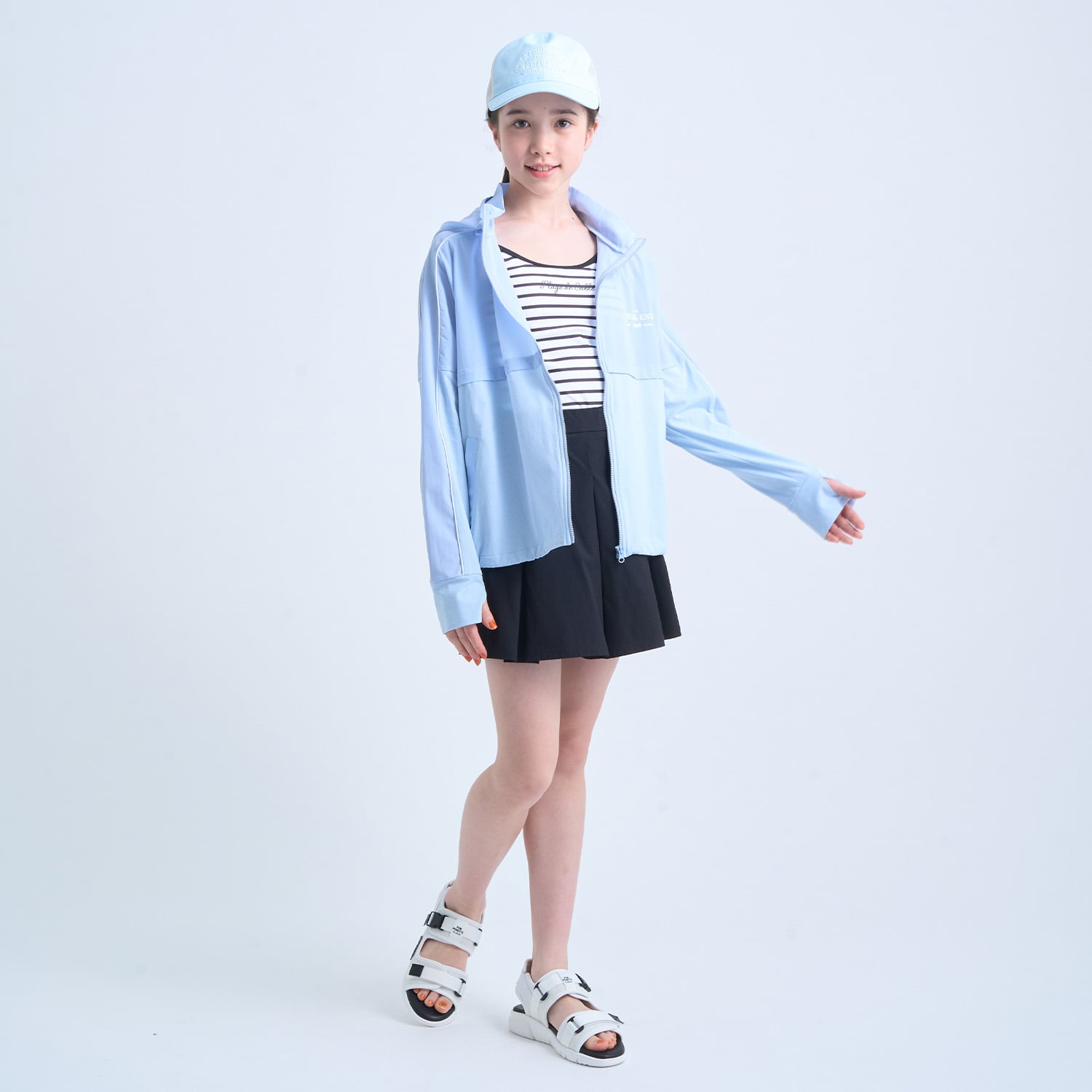 ポンポネットジュニア pom ponette junior 【SWIM】【UVカット】ラッシュガード （ブルー グレー） ブルー グレー