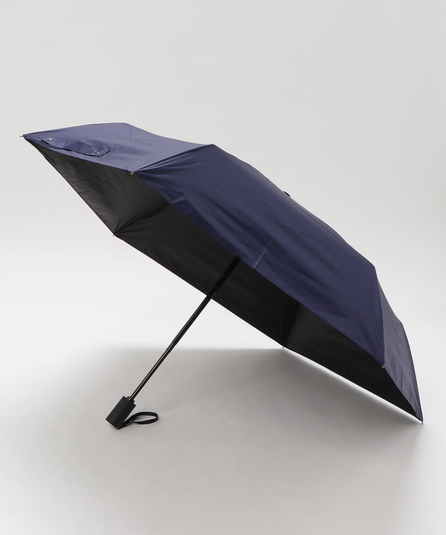 オールウェイグッドタイムニューベーシックストア ALWAYS GOOD TIME NEW BASIC STORE 【晴雨兼用/自動開閉】UV自動開閉安全ストッパー方式折りたたみ傘 カラビナ付き AUTOMATIC OPEN/CLOSE （ネイビー） ネイビー