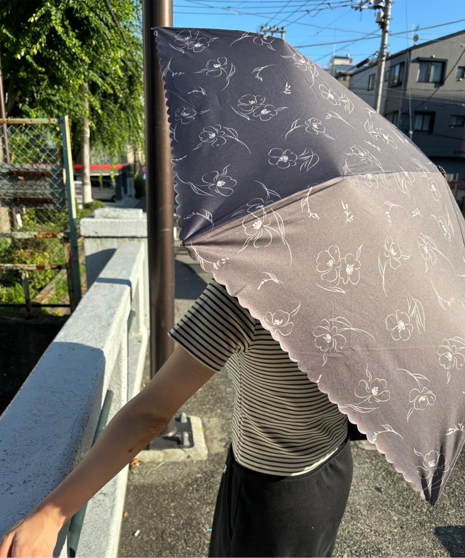 オールウェイグッドタイムニューベーシックストア ALWAYS GOOD TIME NEW BASIC STORE 【一級遮光・晴雨兼用】UV折たたみ傘/日傘 リリカ （チャコールグレー） チャコールグレー