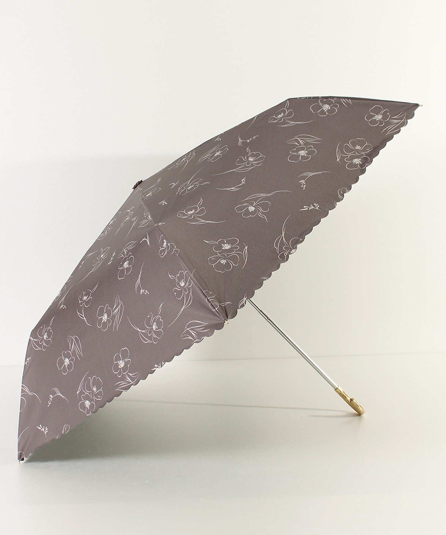 オールウェイグッドタイムニューベーシックストア ALWAYS GOOD TIME NEW BASIC STORE 【一級遮光・晴雨兼用】UV折たたみ傘/日傘 リリカ （チャコールグレー） チャコールグレー