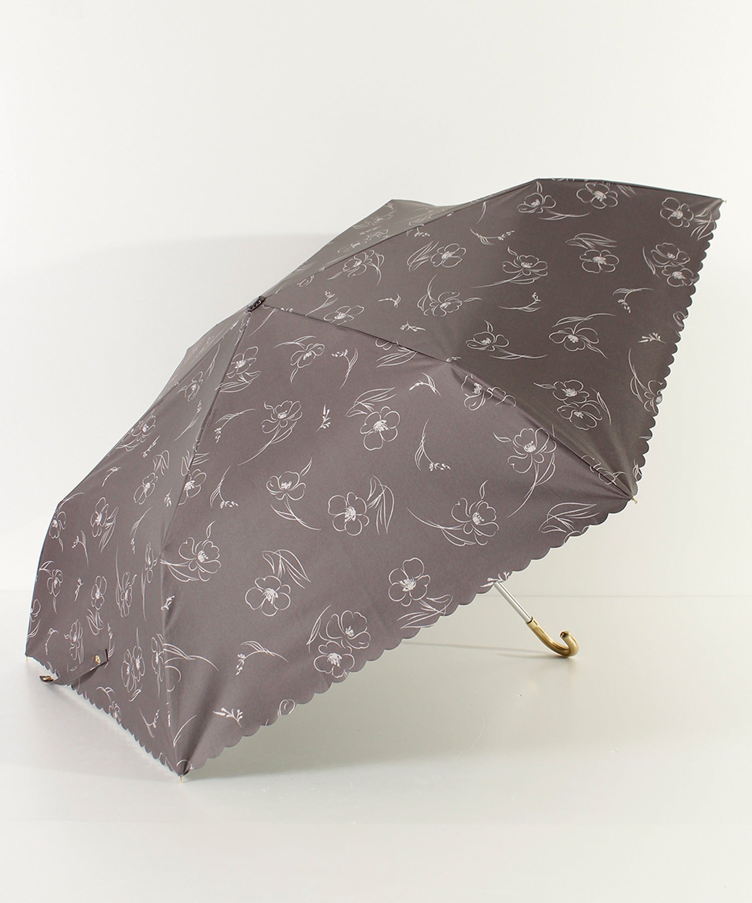 オールウェイグッドタイムニューベーシックストア ALWAYS GOOD TIME NEW BASIC STORE 【一級遮光・晴雨兼用】UV折たたみ傘/日傘 リリカ （チャコールグレー） チャコールグレー